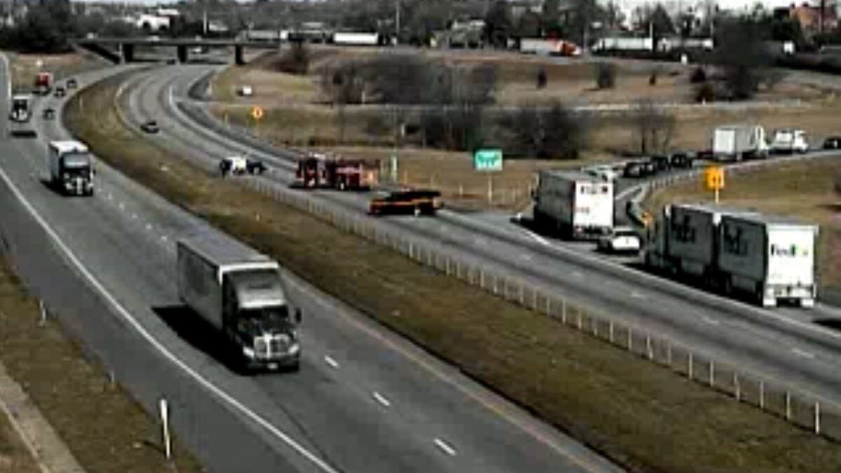 View from VDOT traffic camera at MM 242.8 on Interstate 81 as of 1:17 p.m. on Dec. 18.