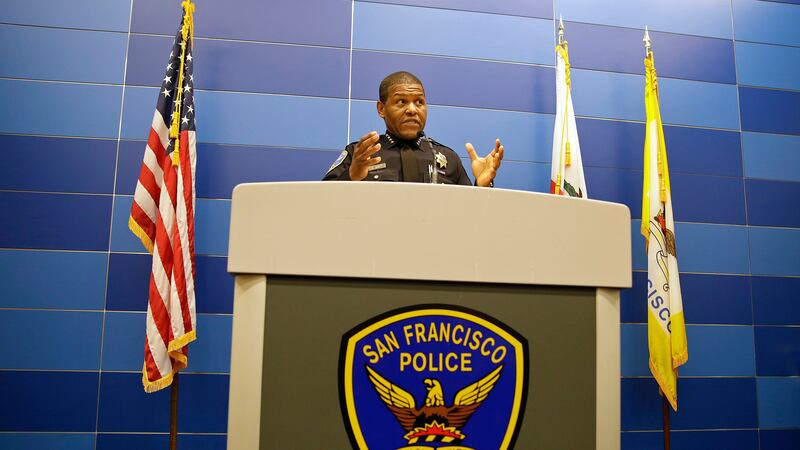 FILE - San Francisco Police Chief Bill Scott answers questions during a news conference in San...