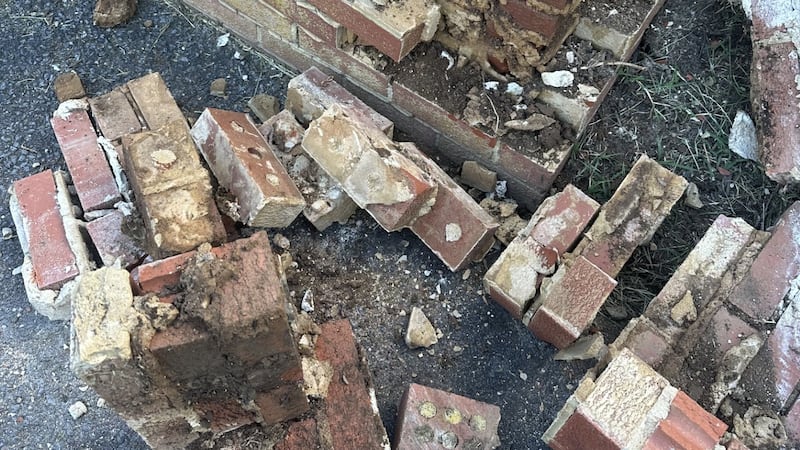 After the hit, this is Dustin Atkin's wall surrounding his driveway.