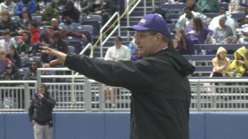 James Madison head coach Curt Cignetti during the 2023 spring game at Bridgeforth Stadium on...