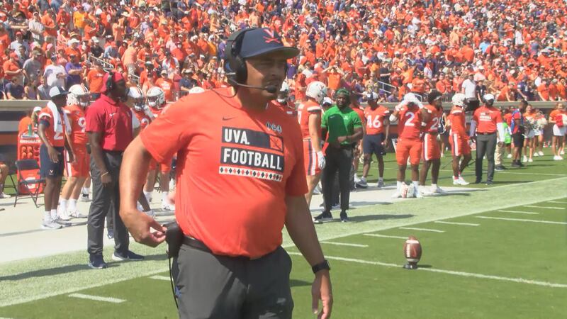 FILE - Virginia head coach Tony Elliott against James Madison on Sept. 9, 2023