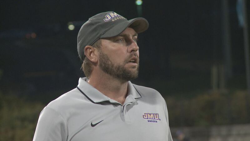 James Madison head coach Paul Zazenski on the sidelines during a home match against Virginia...