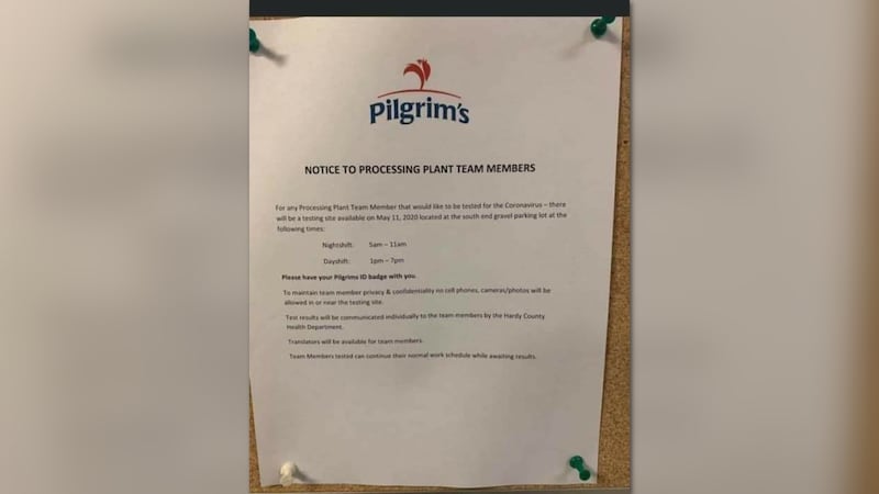 Photo submitted to WHSV by a Pilgrim's Pride worker