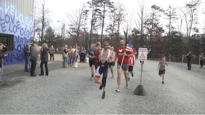 Kevin Blanchard finishing the race