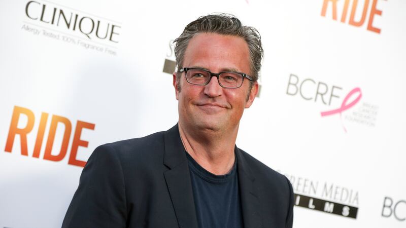 FILE - In this April 28, 2015, file photo, Matthew Perry arrives at the LA Premiere of "Ride"...