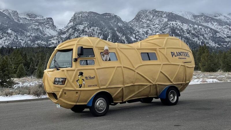 The iconic Nutmobile is a 26-foot-long peanut on wheels.