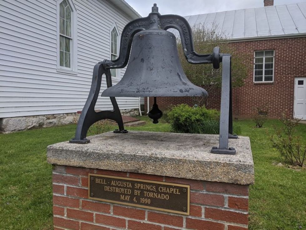The bell from the Augusta Springs Church that was damaged. The bell is now in Craigsville