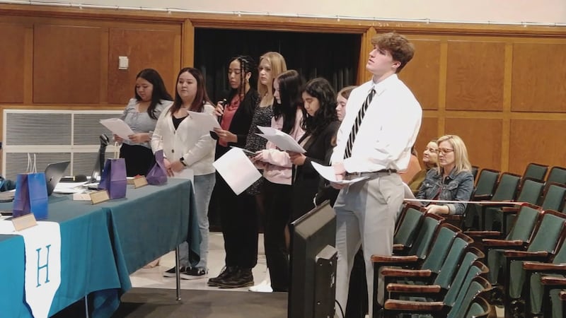 RCPS high school students make a special presentation to the school board.