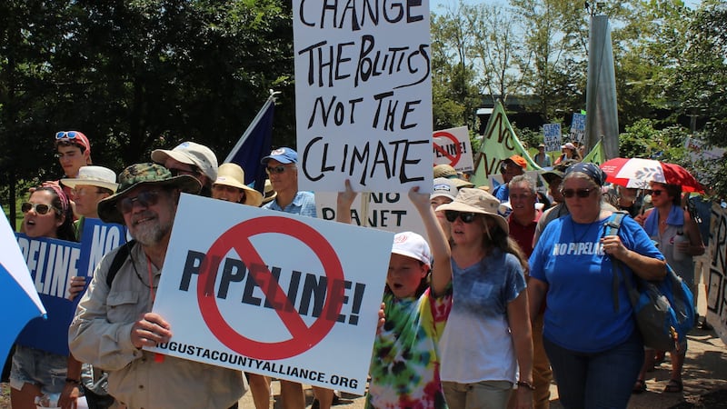 Photo of the 'March to the Mansion' of protesters against the Atlantic Coast Pipeline in 2016...
